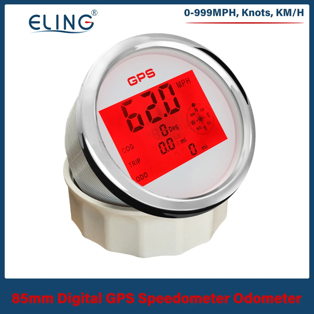 ELING 0-999 knots km/h mph Trip GPS Speedometer With Odometer 12V/24V With 8 Colors Backlight For Car Boat With GPS Antenna