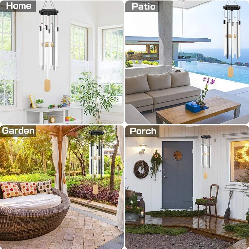 

Solar Wind Chimes Changing Colors, Waterproof LED Wind Chimes for Outside with 8 Tubes, Solar Powered Memorial