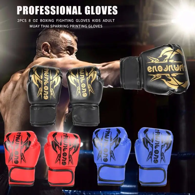 2 шт 8 унций печать боксерские тренировочные боевые перчатки дышащие детские Муай