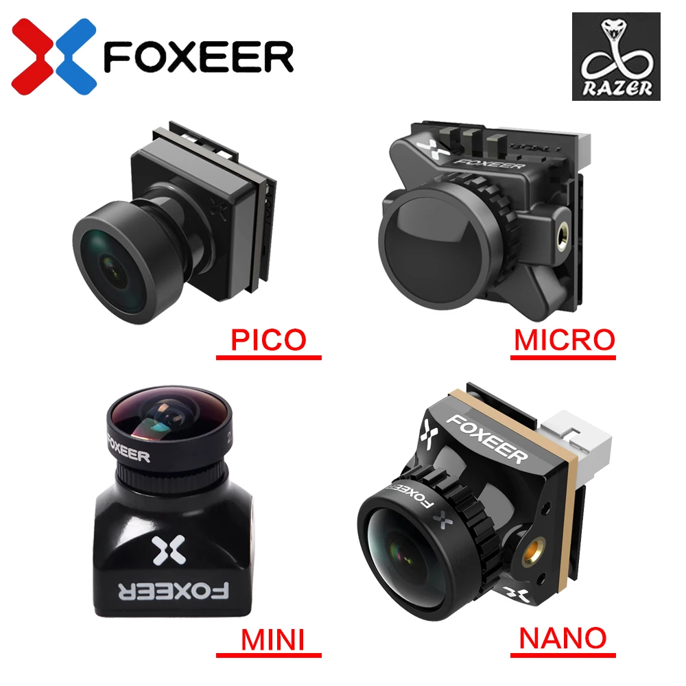 22*22mm Foxeer Razer Mini HD 5MP 2,1mm M12 1200TVL amigo NTSC conmutable 4 latencia C&aacute;mara FPV 2-6S para Dron de carreras con visi&oacute;n en primera persona DIY-0