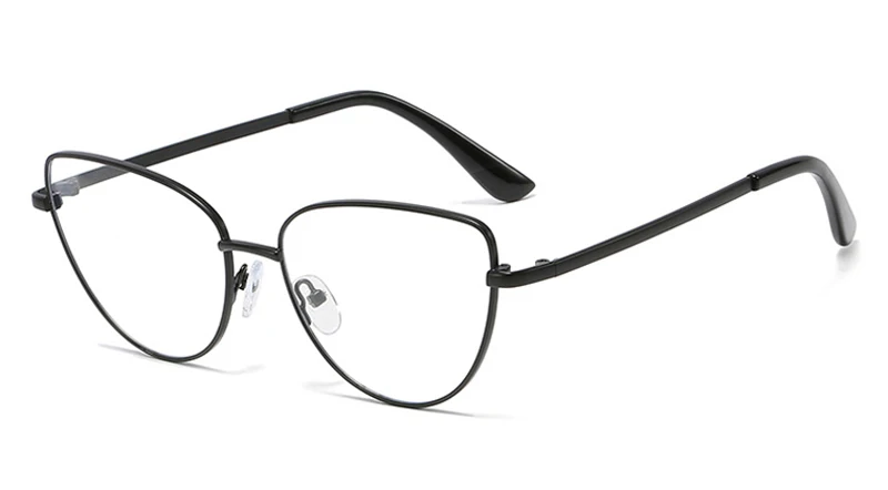 black with clear Peekaboo Ретро Металлические очки оправа кошачий глаз женские золотые черные прозрачные линзы треугольные оптические очки Женские аксессуары - Цвет оправы: black with clear