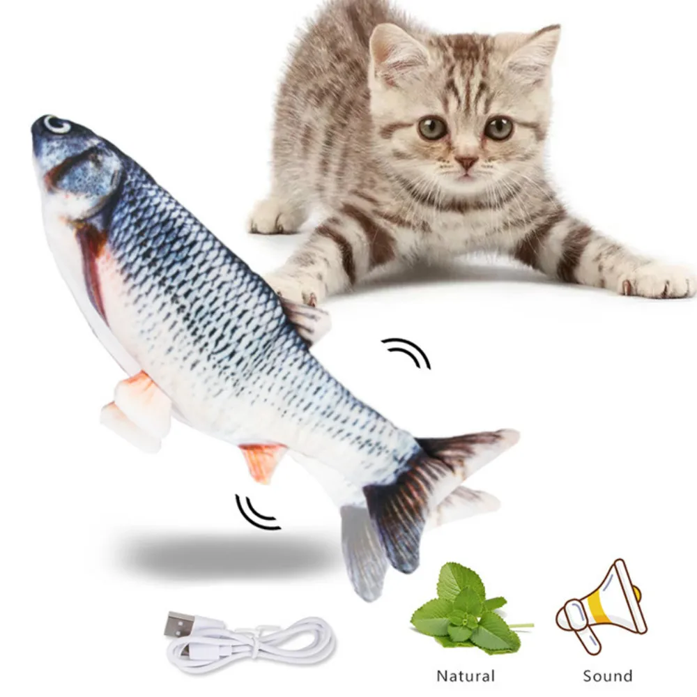 

Electronic Flopping Cat Kicker Fish Toy Realistic Flopping Fish Wiggle Fish Catnip Toys Plush Interactive Cat Toys for Cat