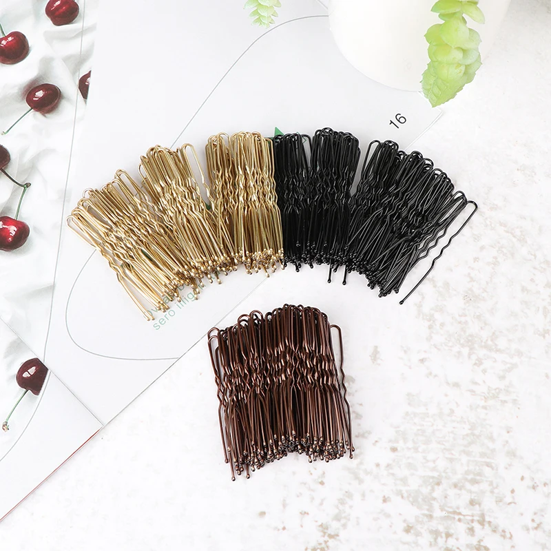 

50pcs 5CM Hair Waved U-shaped Hairclips Pin Barrette Salon Grip Clip Hairpins Black