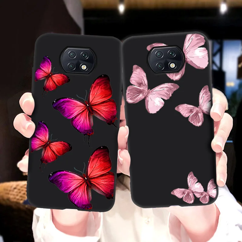 

Cute Butterfly Phone Case For Xiaomi Redmi Note 9T Case For Redmi Note 6 5 Pro 5A Prime 4X Funda Redmi 6A 7A GO S2 Black Painted