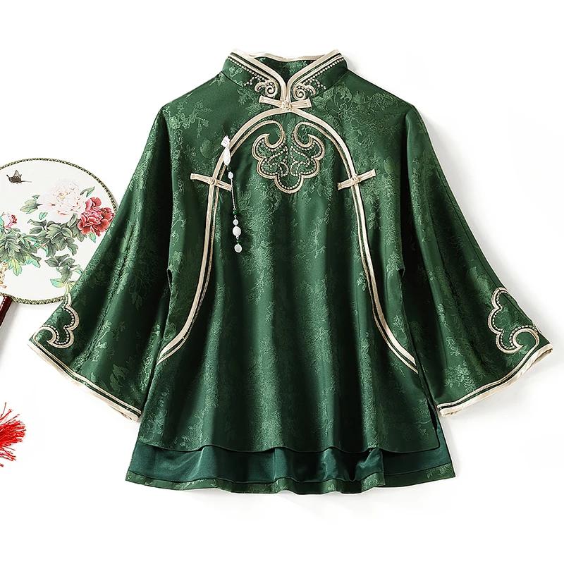 

Chinese Style Women's Spring And Autumn New Top Retro Button Exquisite Embroidered +Jacquard Lady Jacket S-XXL
