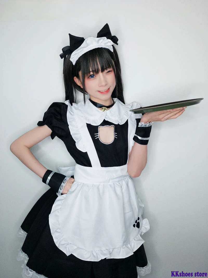 

Bust Open Neko Maid Cosplay Costume Anime Lolita Sexy Catwomen Girls Kitty Outfit Cotton Apron Lace Mini Dress Cute For Women