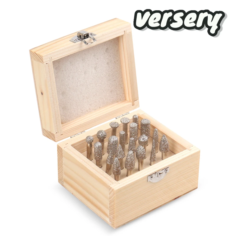 

Free Shipping 20PCS/Set 6mm Shank Vacuum Brazed Diamond Burr Grinding Head Rotary Tool For Stone Concrete Carving Marble Granite