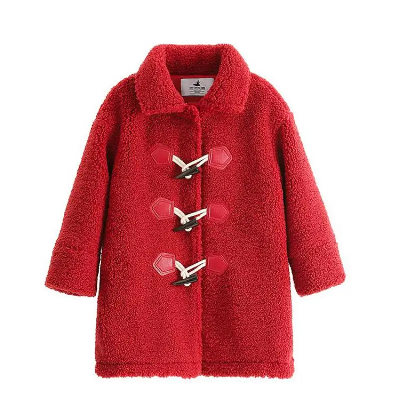 

3 to 14 Years Girls Woolen Outerwear Winter Thick Warm Single Breasted Coats Children Outdoor Fashion Sports Jackets Overcoats