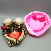 couple skull ashtray silicone mold fondant candle aroma stone ornaments soap mold for pastry cupcake decorating homemade crafts