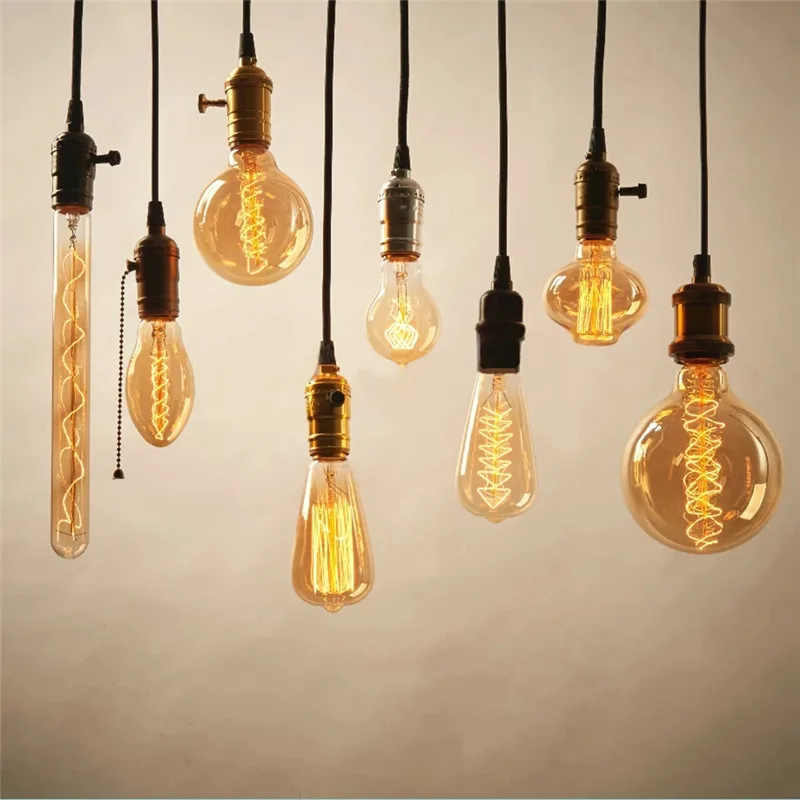 

Античная трубчатый светильник 40W E27 T45 ST64 ST48 Ретро диммируемая декоративная лампа накаливания Винтаж Edison светильник накаливания 220V 240V