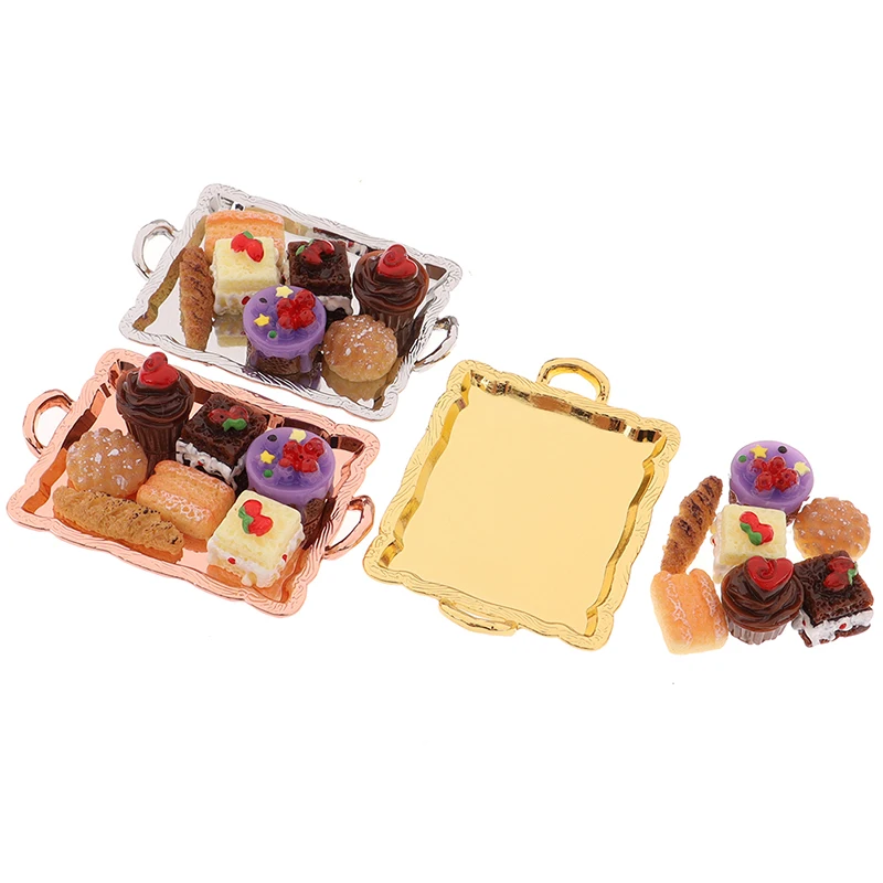 

Food Cake Plate Breads Set For Kitchen Table Decoration Accessory For Pretend Play Toys 1:12 Dollhouse Miniature