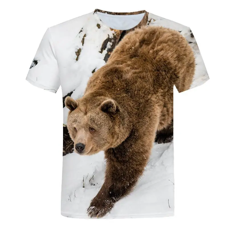 

Russian T-shirt Animal Bear men's casual T-shirt 3D Street Style Men's wear 2020 new casual reality short sleeve printed 3D T-sh
