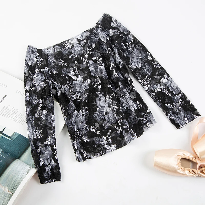 Звездный стиль балетный танцевальный тренировочный костюм с принтом сетчатая