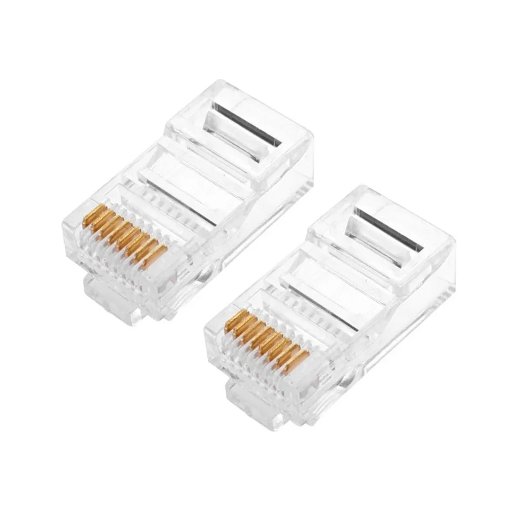 

50pcsPCS Crystal 8Pin RJ45 Modular Plug Rj-45 Network Cable Connector Adapter For Cat5 Cat5e Cat6 Rj 45 Ethernet Cable Plugs