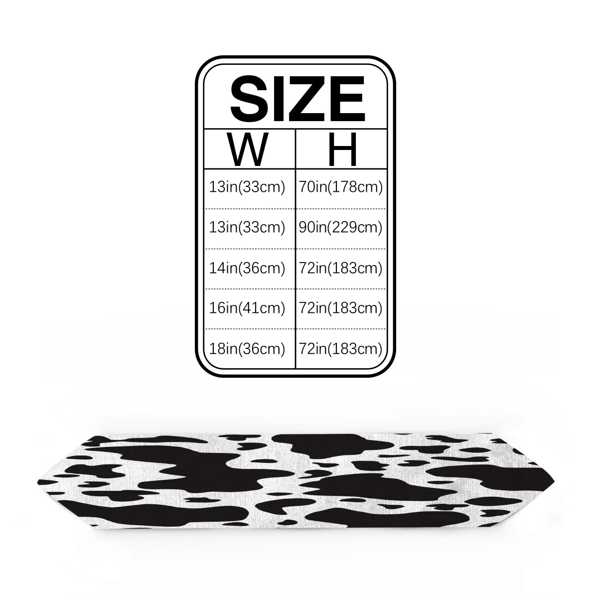 Black White Graffiti Cow Spot Table Runners Tablecloths Holidays Vintage Wedding Party Long Runner Stain Resistant Dress | Дом и сад
