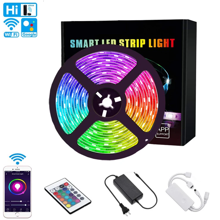 Светодиодная ленсветильник RGB с дистанционным управлением по Wi Fi 5/10 м 5050 полный