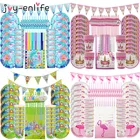 1 комплект, одноразовые наборы посуды для дня рождения, единорог, животные, Русалка, вечерние, бумажные стаканчики, тарелки для детей, вечерние украшения на день рождения