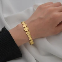 creative design fashion versatile 14k gold cool wind printed bracelet network hot selling jewelry stainless steel hand jewelry