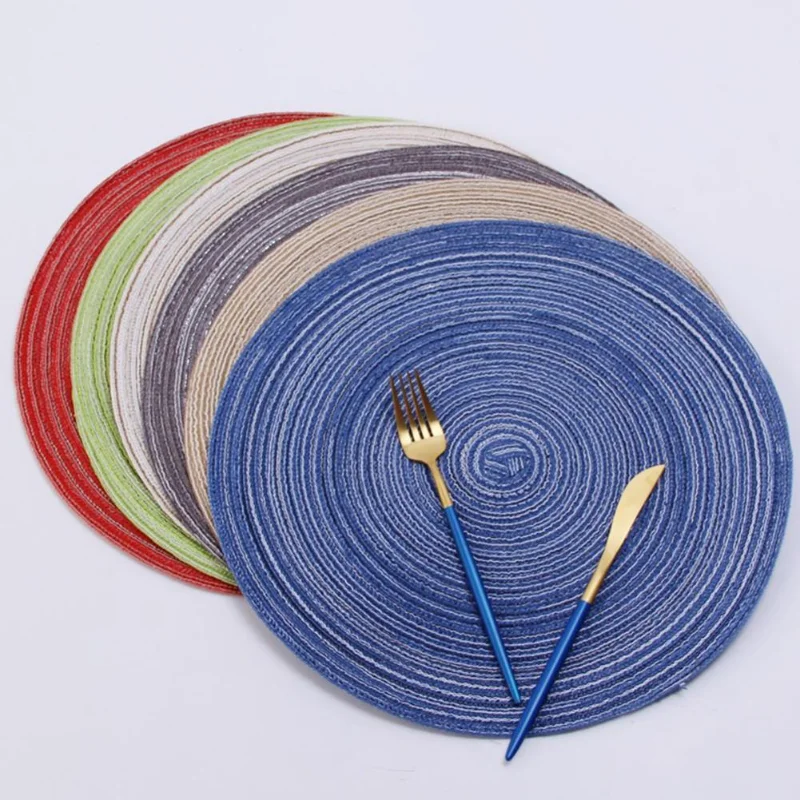 

Cotton Yarn Round Table mat Waterproof Dining Tableware Mat Non-Slip Napkin Bowl Pads Drink Cup Coasters Kitchen Accessories