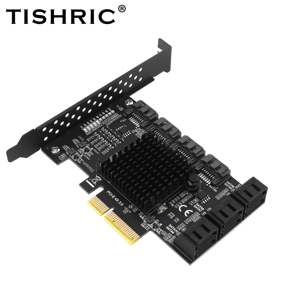 

TISHRIC PCIE 4X To 10 Port Sata 3.0 6 Gbps Expansion Card Pcie Express X4 X8 X16 Graphics Interface Add On Card for HDD SSD