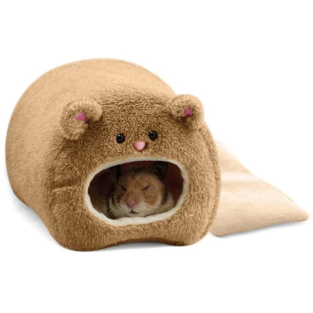 

Rats Hamster Winter Warm Fleece Hanging Cage Hammock Cute Bear House with Bed Mat for Small Furry Animals Guinea Pig House