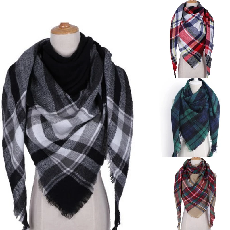 2019 зимний женский шарф клетчатый теплый кашемировый шали Женский дизайнерский