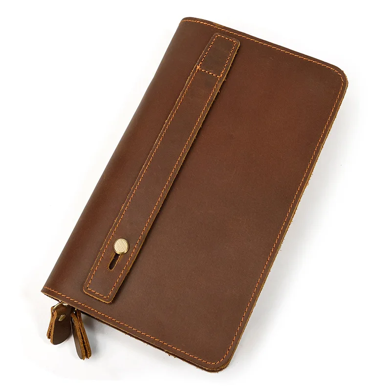

2020 Vintage Crazy Horse Handmade Leather Men Wallets Multi-Functional Cowhide Coin Purse Genuine Leather Clutch Wallet For Men