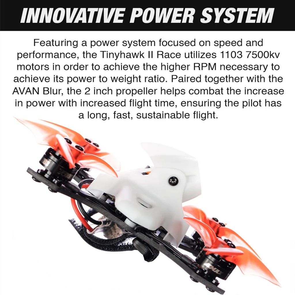 Квадрокоптер EMAX Tinyhawk 2 RACE BNF 90 мм F4 5A 7500KV 200 мВт Runcam Nano FPV Racing RunCam 1/3 &quot700TVL CMOS AIO