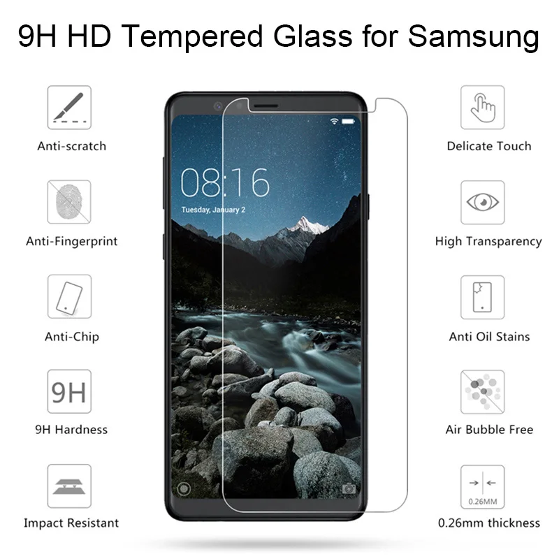 Защитное стекло закаленное 9H для Samsung A7 2018/A750/A6/A8 Plus/A51/A71/A31/A21S/A50/A70/A30 | Мобильные