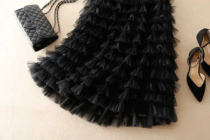 

design new Brand Fashion women's high quality bowtie mesh skirts runways elegant Layered skirt women party skirts B239