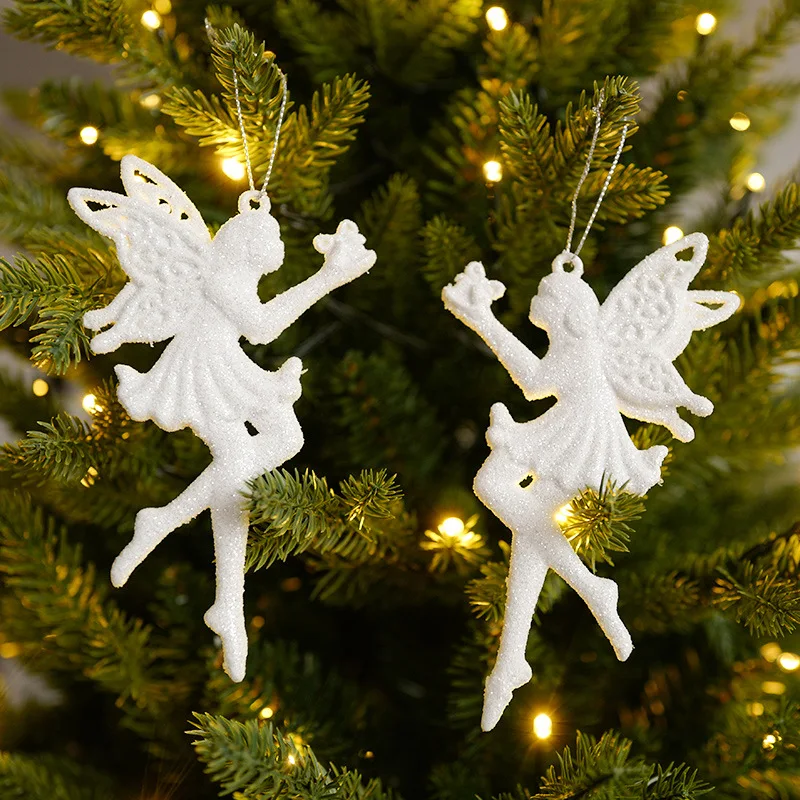

1pcs New Christmas Tree Hanging Angel Feather Deer Decoration For Home Xmas Party Wedding Ornament Plastic Pendants Kids Gifts