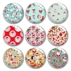 Рождественские круглые стеклянные кабошоны ручной работы с изображением Санта-Клауса