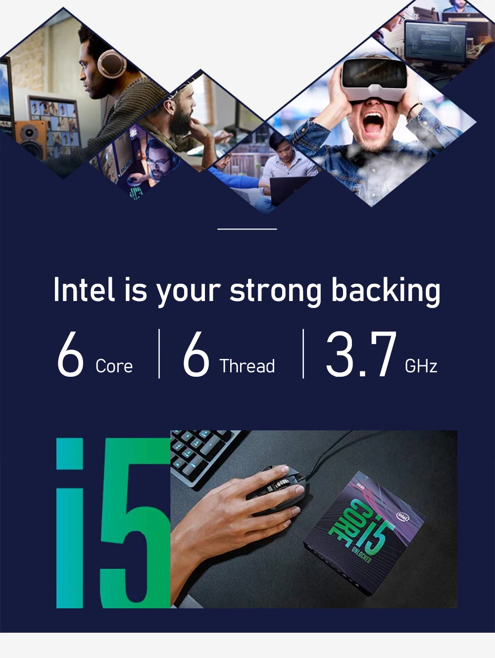 Процессор Intel Core i5-9600KF для настольных ПК 6 ядер до 4,6 ГГц Turbo разблокирован без процессора Графика LGA1151 серии 300 95 Вт