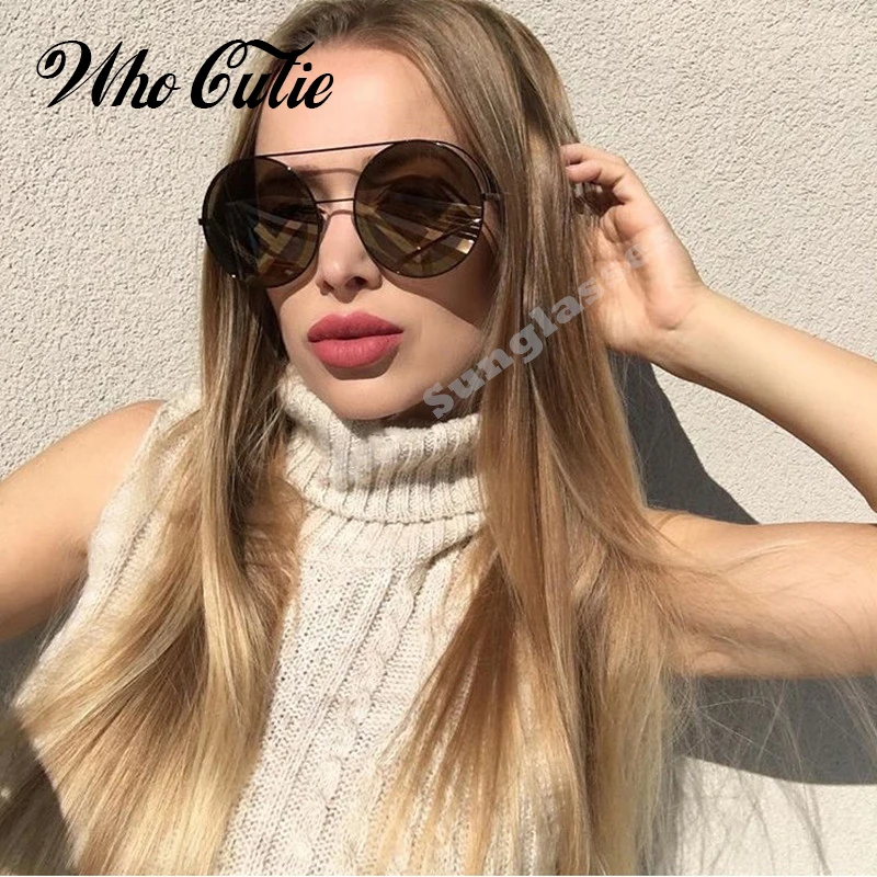 WHO CUTIE Ретро Красные Круглые Солнцезащитные очки мужские и женские брендовые
