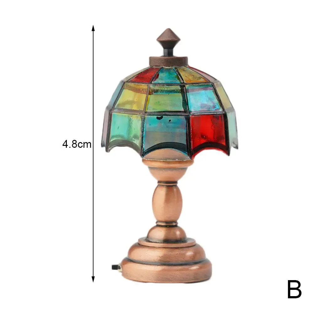 

1:12 Dollhouse Mini Color LED Table Lamp With Battery Cord Suitable Houses Without For 1/12 1/6 Or Scale Doll Recommend O8U7