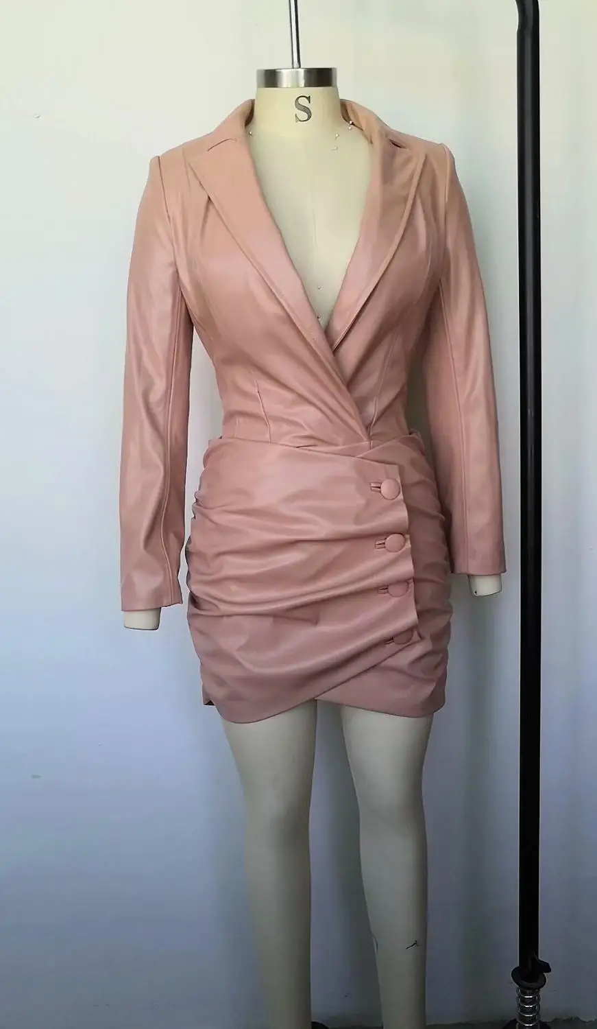 Зимнее Новое роскошное Сексуальное Женское модное кожаное платье с длинным