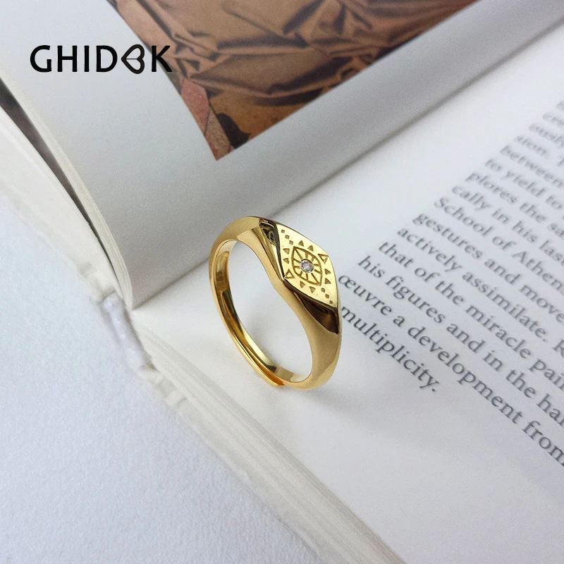 GHIDBK S925 Серебряный Объектив &quotоко дьявола&quot с углом обзора CZ регулируемое кольцо