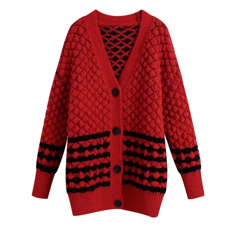 

Женский однобортный вязаный свитер с V-образным вырезом, Женский пуловер с длинным рукавом, повседневные женские топы свободного покроя, swс...