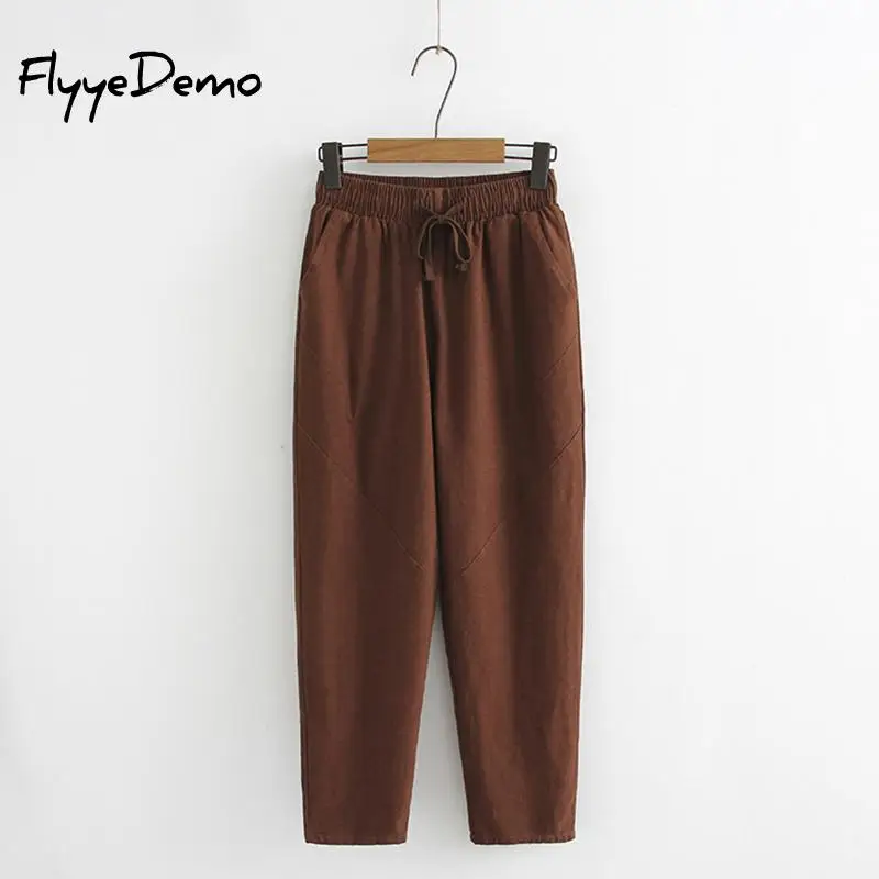 5 Цвета женские брюки для девочек новые хлопковые льняные осенние штаны детей
