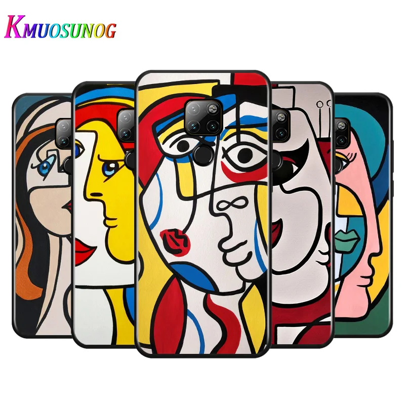 

Picasso Abstract Art For Huawei Mate 10 20 20X(5G) 30 40 40RS Nova5i PRO Lite Plus Black Soft Phone Case