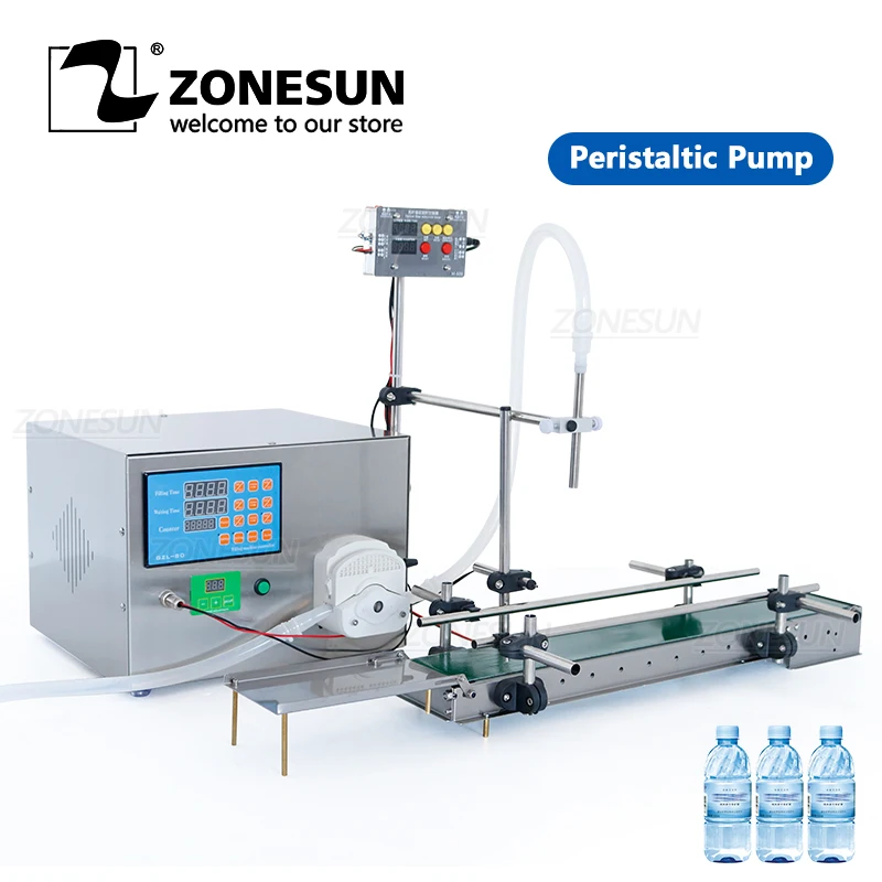 

ZONESUN Automatic Filling Machine Liquid cosmetic Perfume Essential Oil Ink Soya Milk Peristaltic Pump Small Production Line