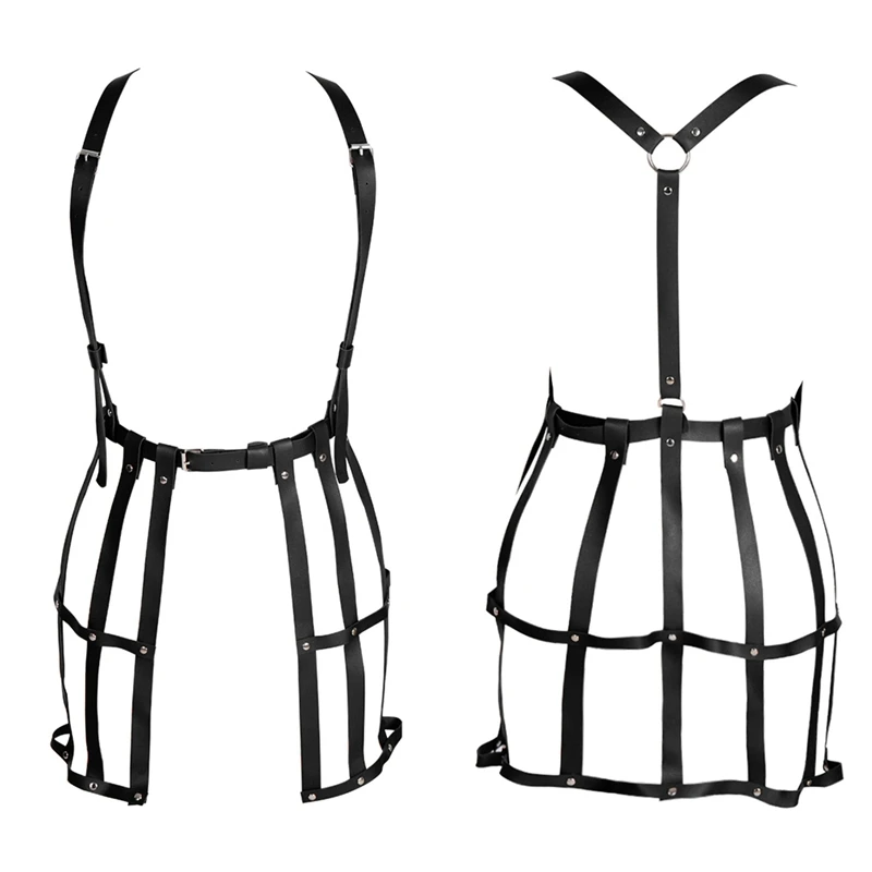 

Sexy Leather Harness Dress Belt Waistband Adjustable Punk Goth Body Bondage Women Waist Belt Cage Skirt Fetish Wear Suspender
