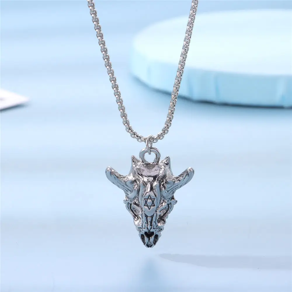 

Fashion Punk Skull Bull Cattle Devil Head Horns Pendant Necklaces Steampunk Charms Gothic Vintage jewelry Statement Necklace