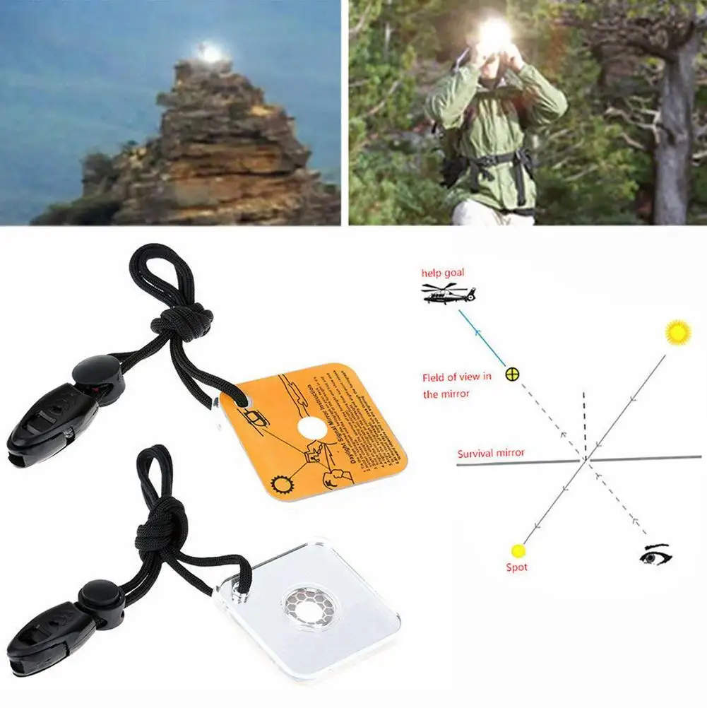 

New Outdoor Multi-function Signal Mirror Camping Hiking Reflection Signal Mirror Portable Emergency Rescue Tool