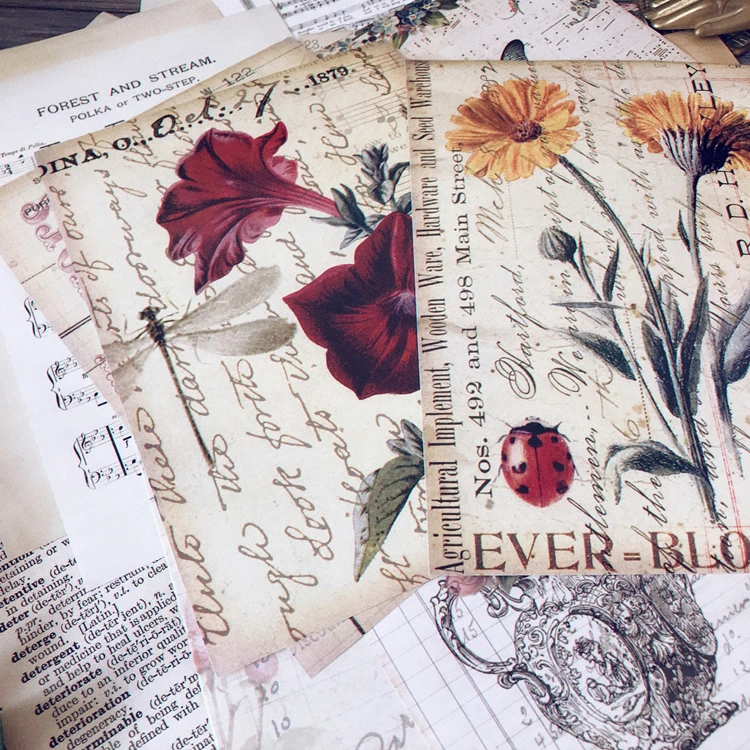 4 шт./упак. А5 винтажные растения садовый материал бумага для творчества