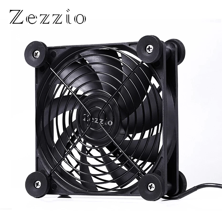 

Zezzio 120/80mm fan Silent 5V For TV Box/Mining/Router Computer Cabinet Cooling With Protective net/Rubber adsorption/controller