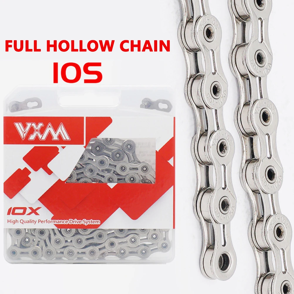 

Bicycle Chain 10-Speed Bicycle Chain Silver Half Hollow Bike Chain Road Bike Anti-Rust Durable Wear-Resistant Parts Accessories
