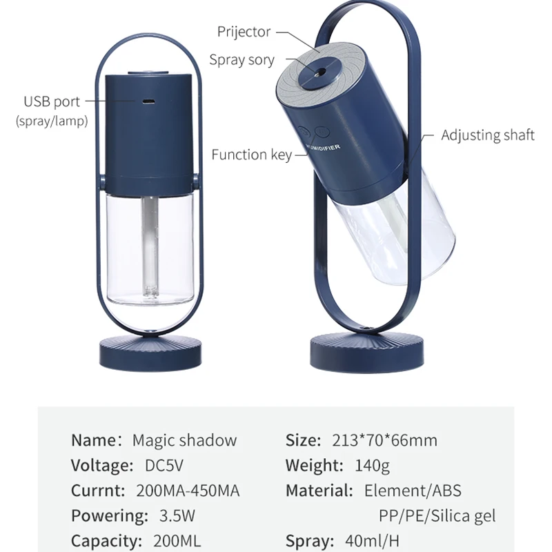 Увлажнитель воздуха ультразвуковой USB 7 цветов вращение на 360 градусов | Бытовая