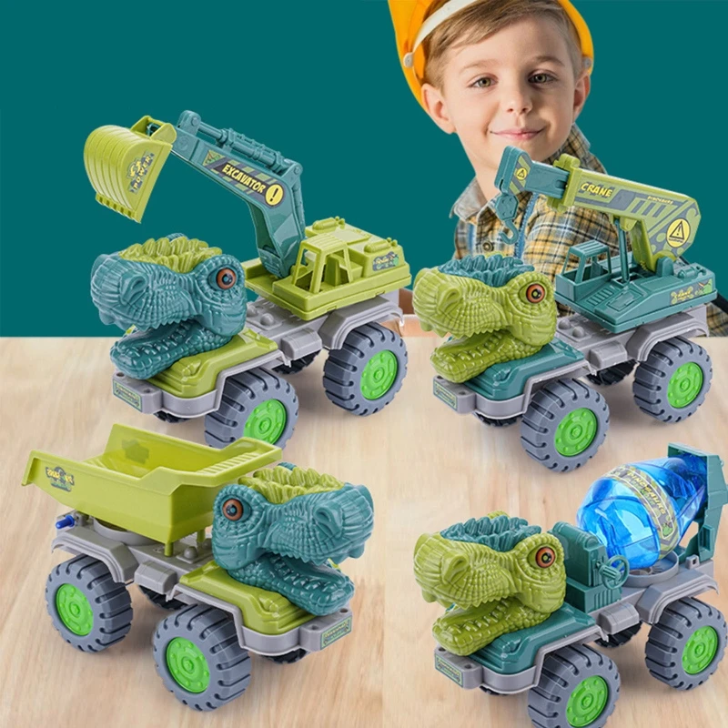 

Interactive Dinosaur Educational Set Toys Outdoor Games Friction Powered Vehicle Mixer/Dumper/Crane/Excavator