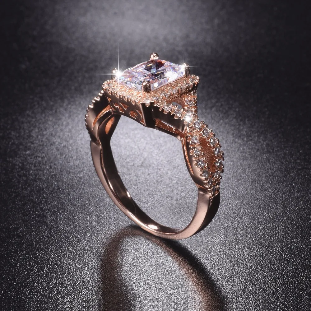 Акция! 8 $ Настоящее твердое 100% Серебро 925 пробы и розовое золото обручальные